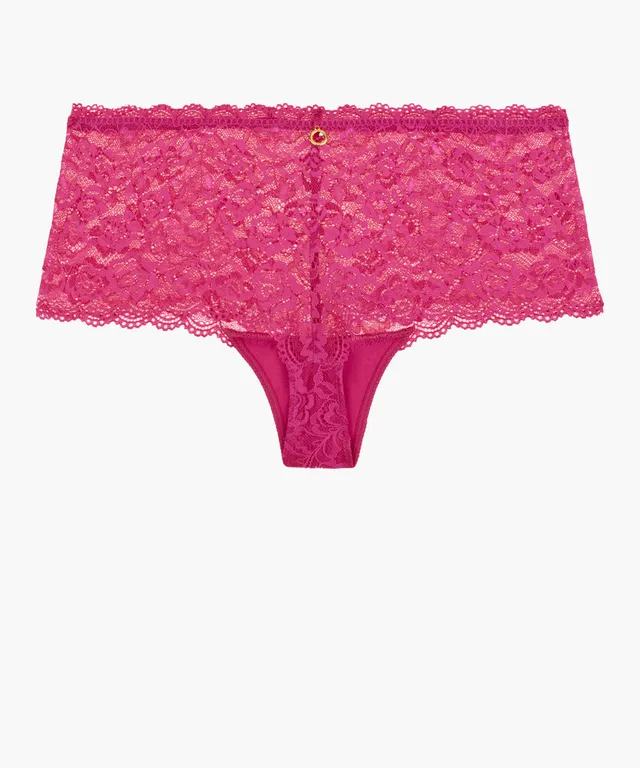 aubade-rosessence-cheeky-brief-fuchsia-dentelle-jacquard-stretch-et-bijou-swarov image 1