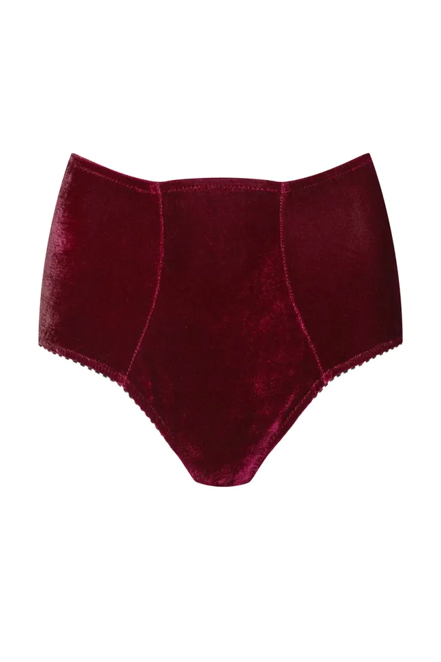 cadolle-culotte-taille-haute-velours-bordeaux-gina image 1