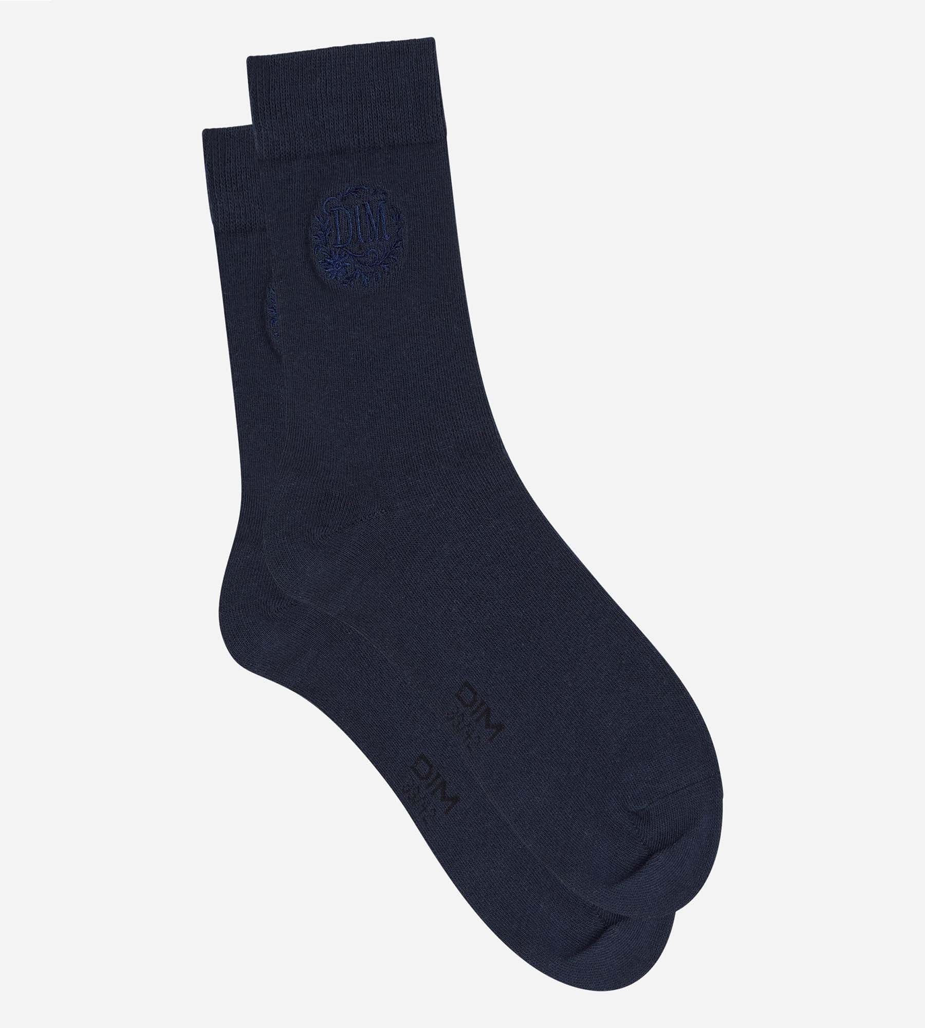 dim-coton-fancy-chaussettes-homme-navy-blue-logo image 2