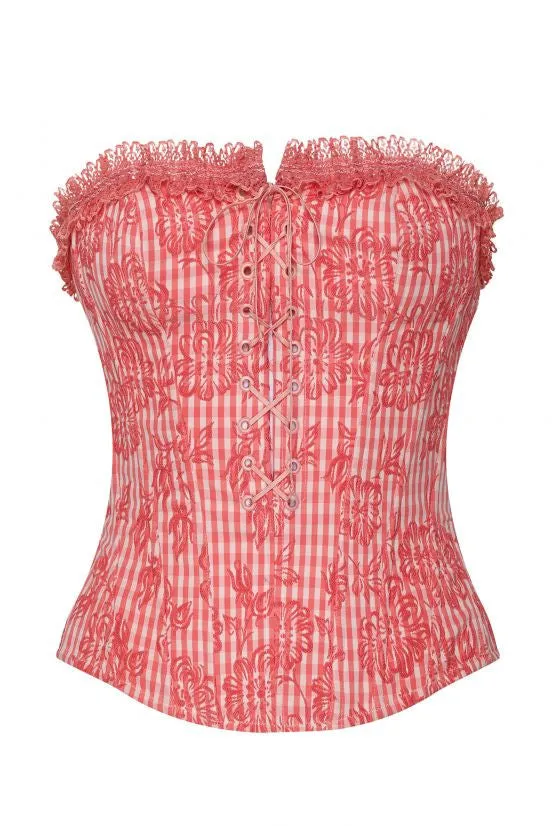 cadolle-bustier-vichy-rose-corset image 1