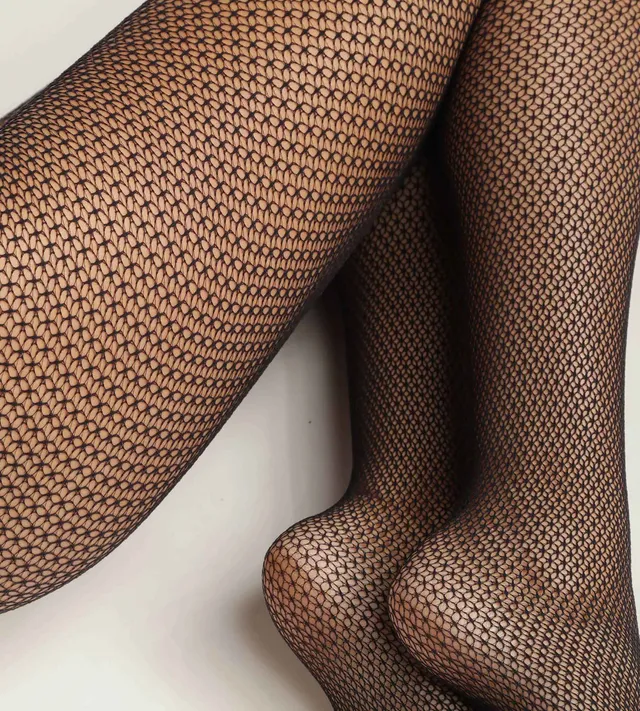 dim-style-collant-femme-dentelle-g-om-trique-noir image 1