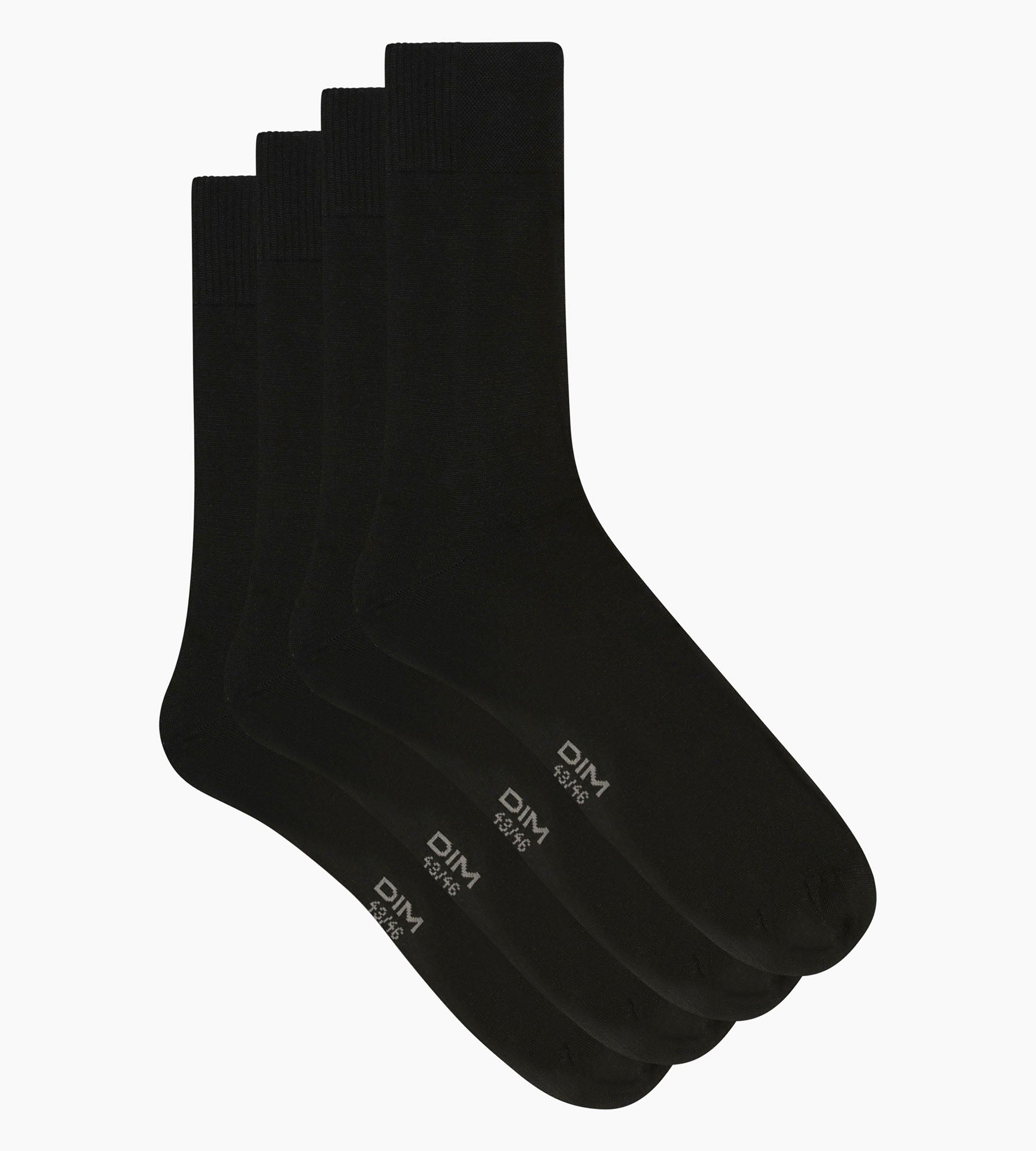 dim-lot-de-2-paires-chaussettes-homme-noir-bambou-maille-fine image 2
