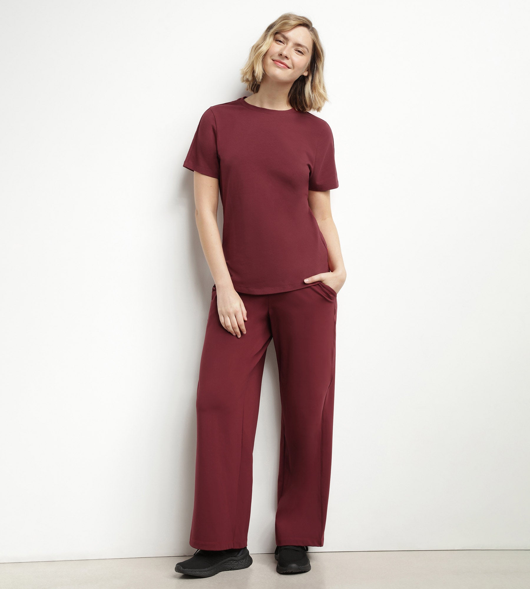 dim-move-t-shirt-de-sport-femme-thermor-gulateur-bordeaux image 3