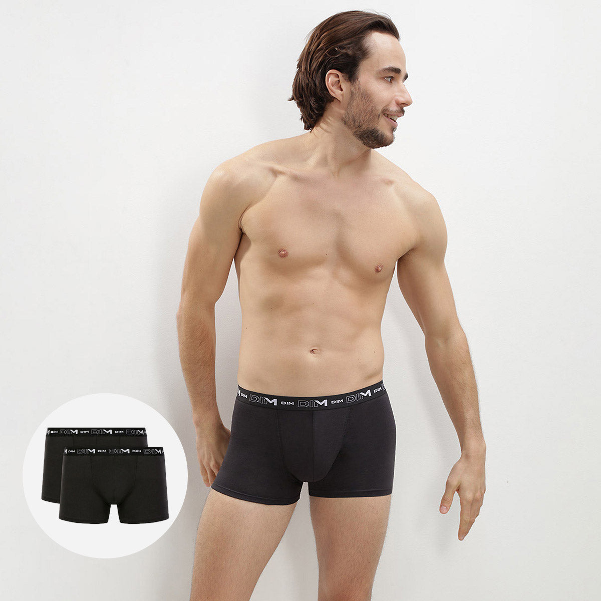 dim-lot-de-2-boxers-homme-coton-stretch-noirs-d6596t2 image 1