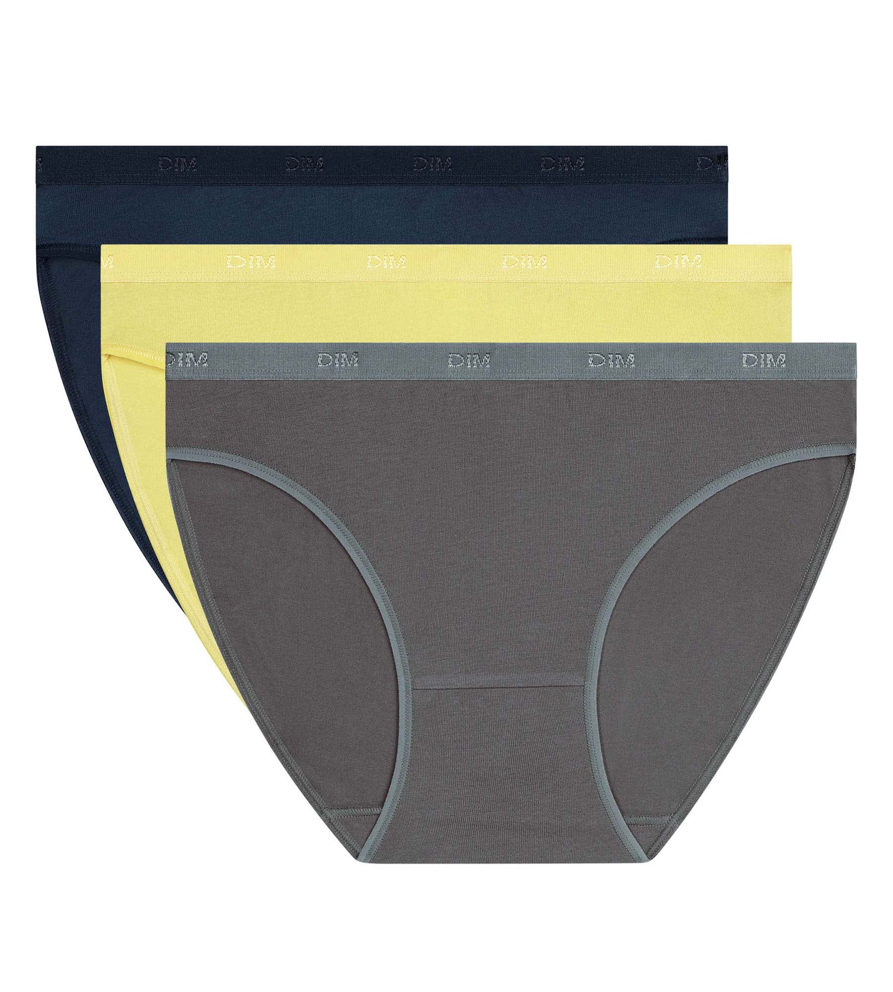 dim-les-pockets-ecodim-lot-de-3-slips-femme-coton-stretch-bleu-gris-jaune image 5