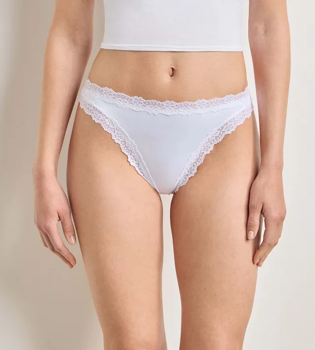 dim-mini-lace-string-femme-microfibre-dentelle-blanc image 1