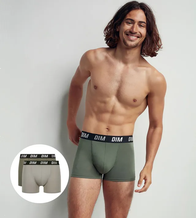 dim-lot-de-2-boxers-homme-regul-activ-vert-olive-taupe image 1