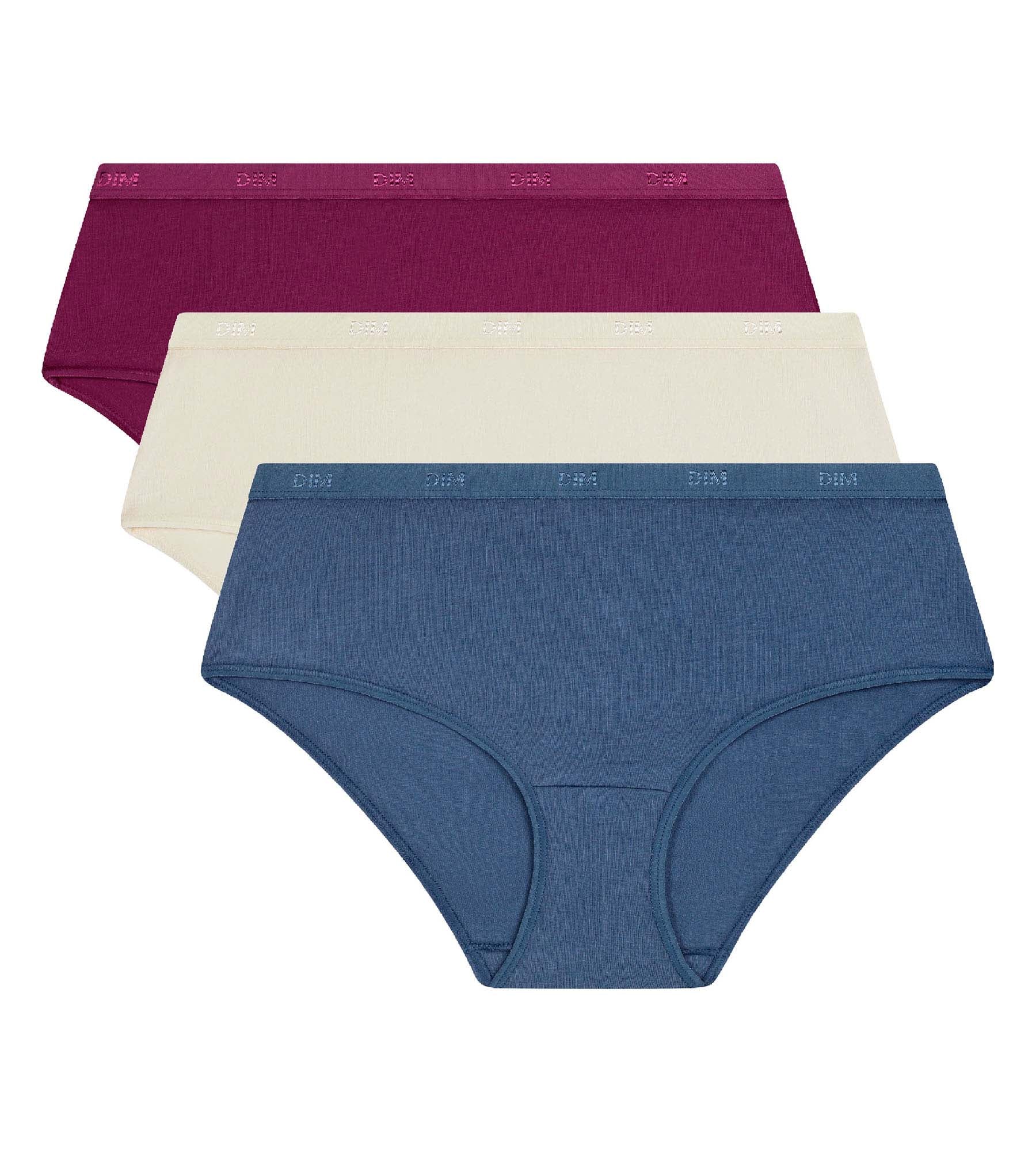 dim-les-pockets-ecodim-lot-de-3-boxers-femme-bleu-cendr-cr-me-rose image 5