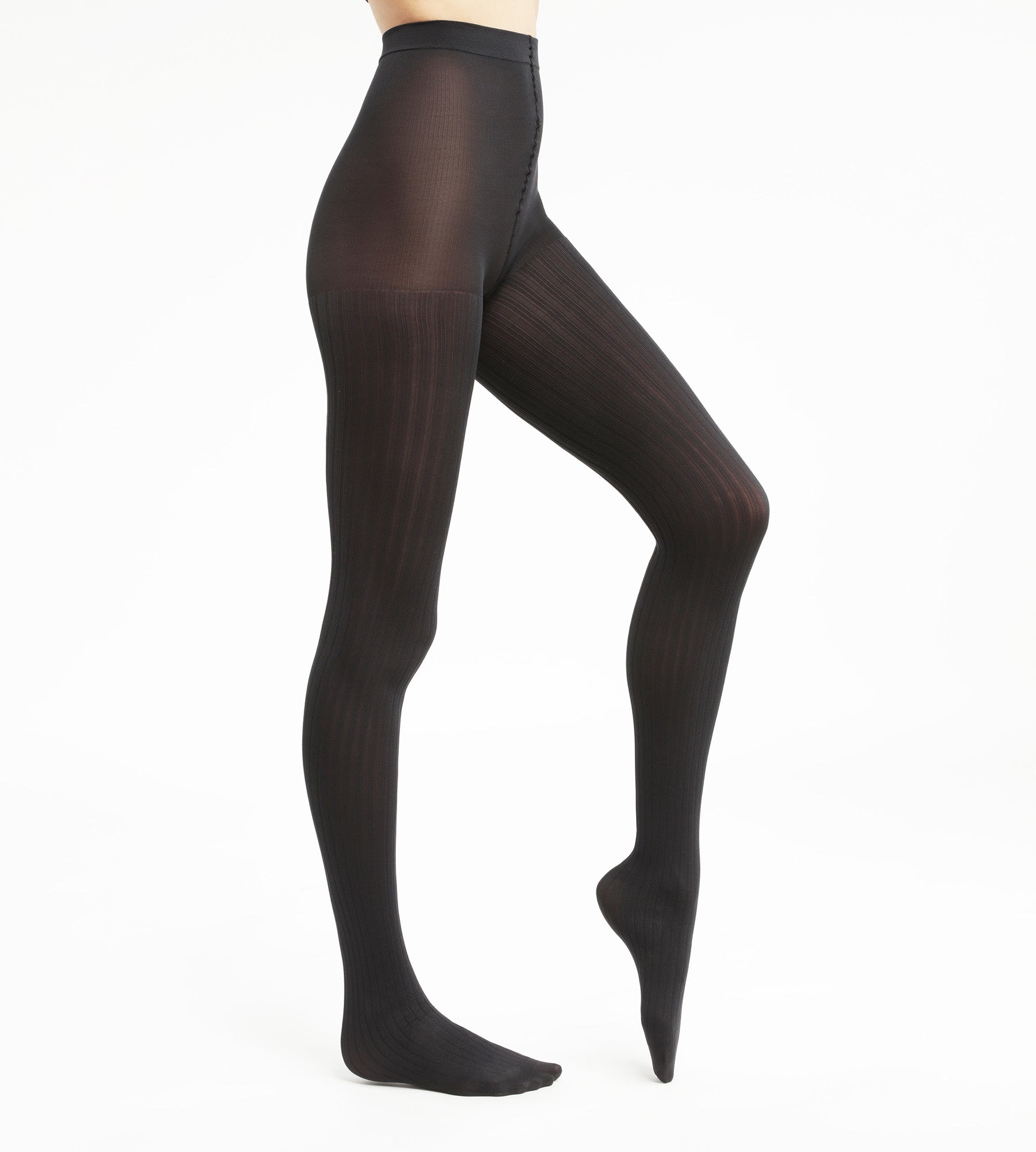 dim-style-collant-femme-semi-opaque-c-tes-plates-noir-52d image 1