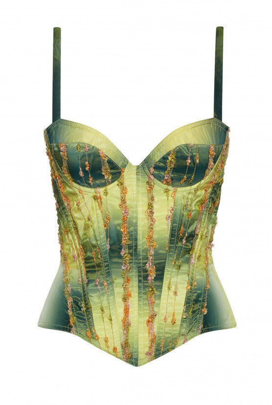 cadolle-astrid-corset-satin-vert-broderie image 1