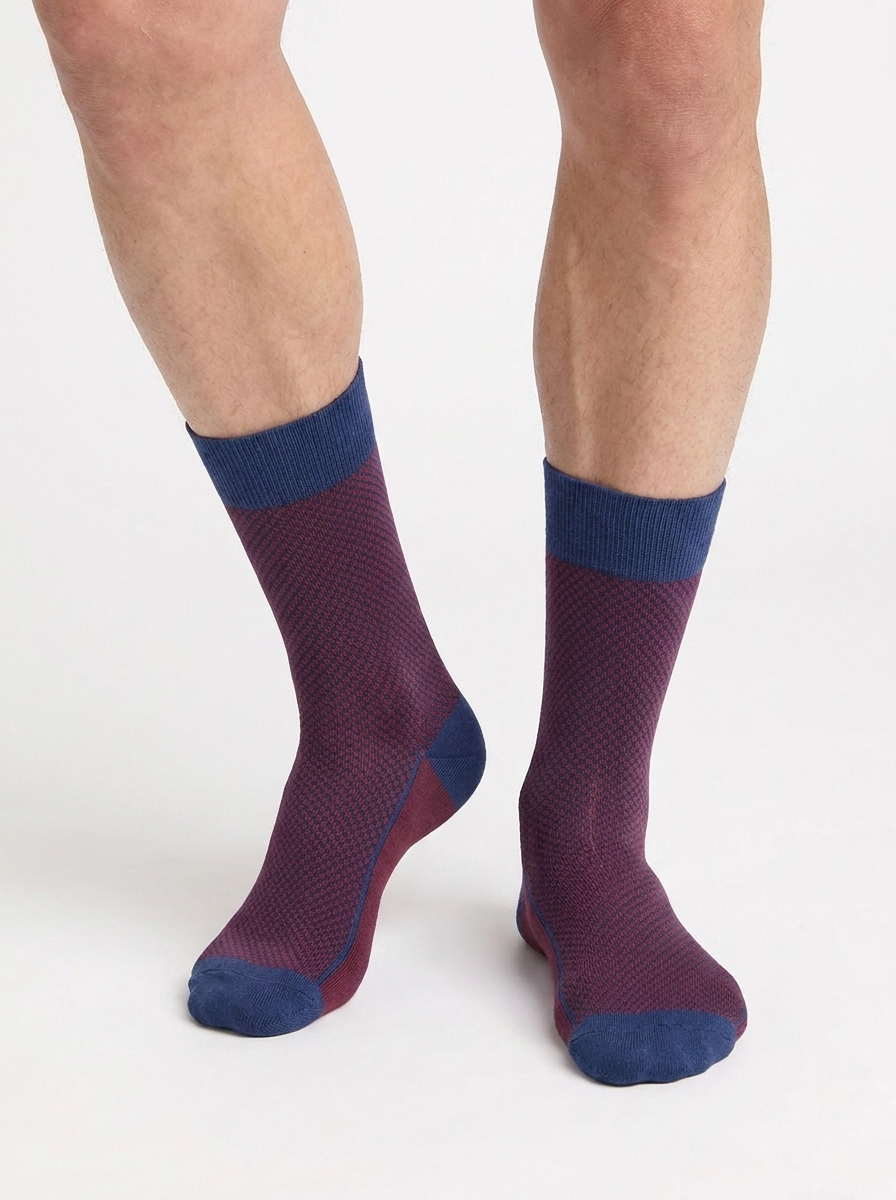 dim-la-mode-chaussettes-homme-coton-rouge-grenat image 1