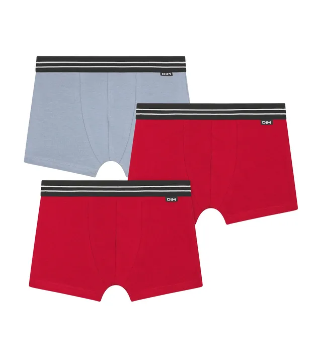 ecodim-lot-de-3-boxers-gar-on-coton-stretch-rouge-bleu image 1