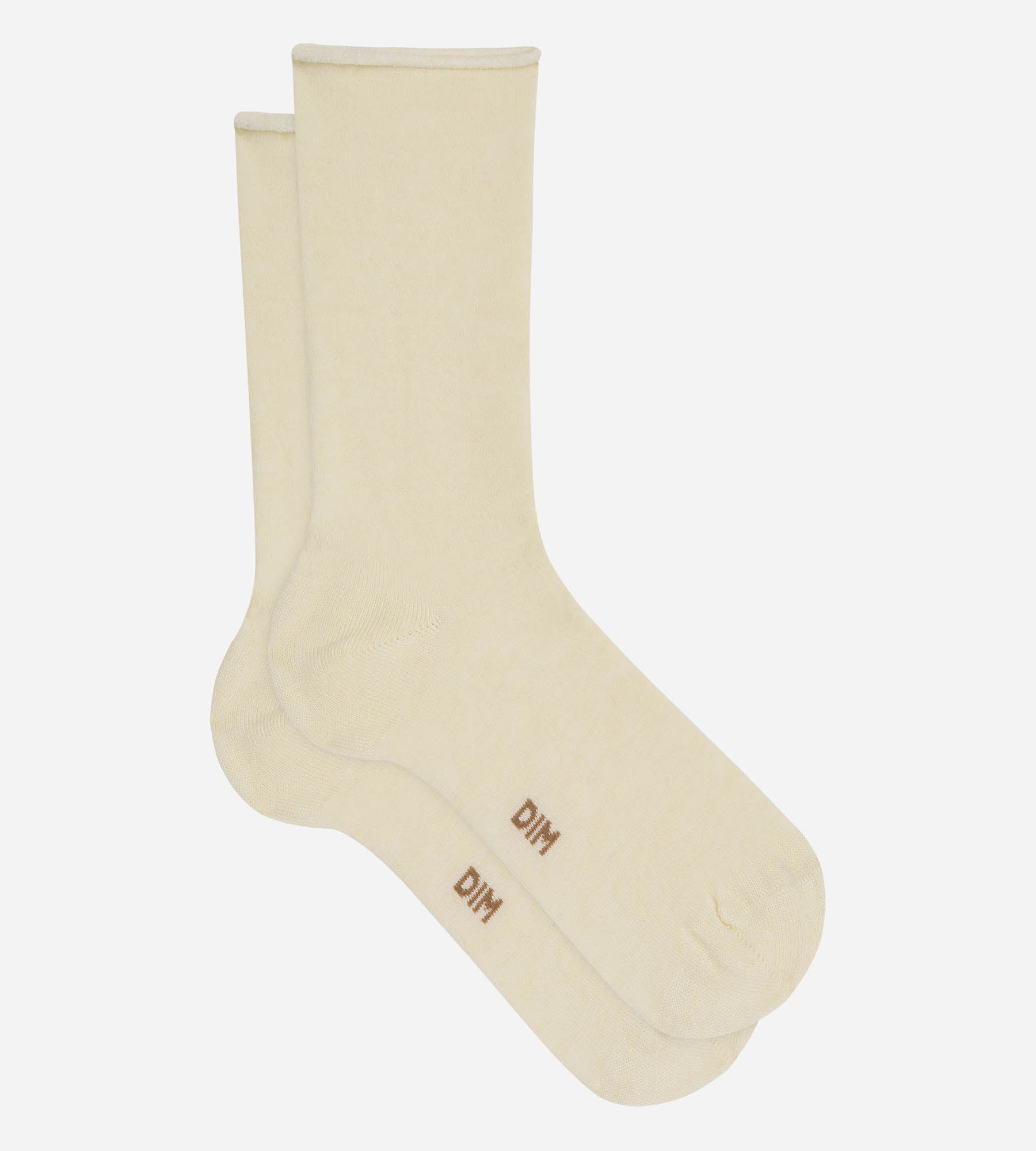 dim-laine-douce-chaussettes-femme-ivoire image 2