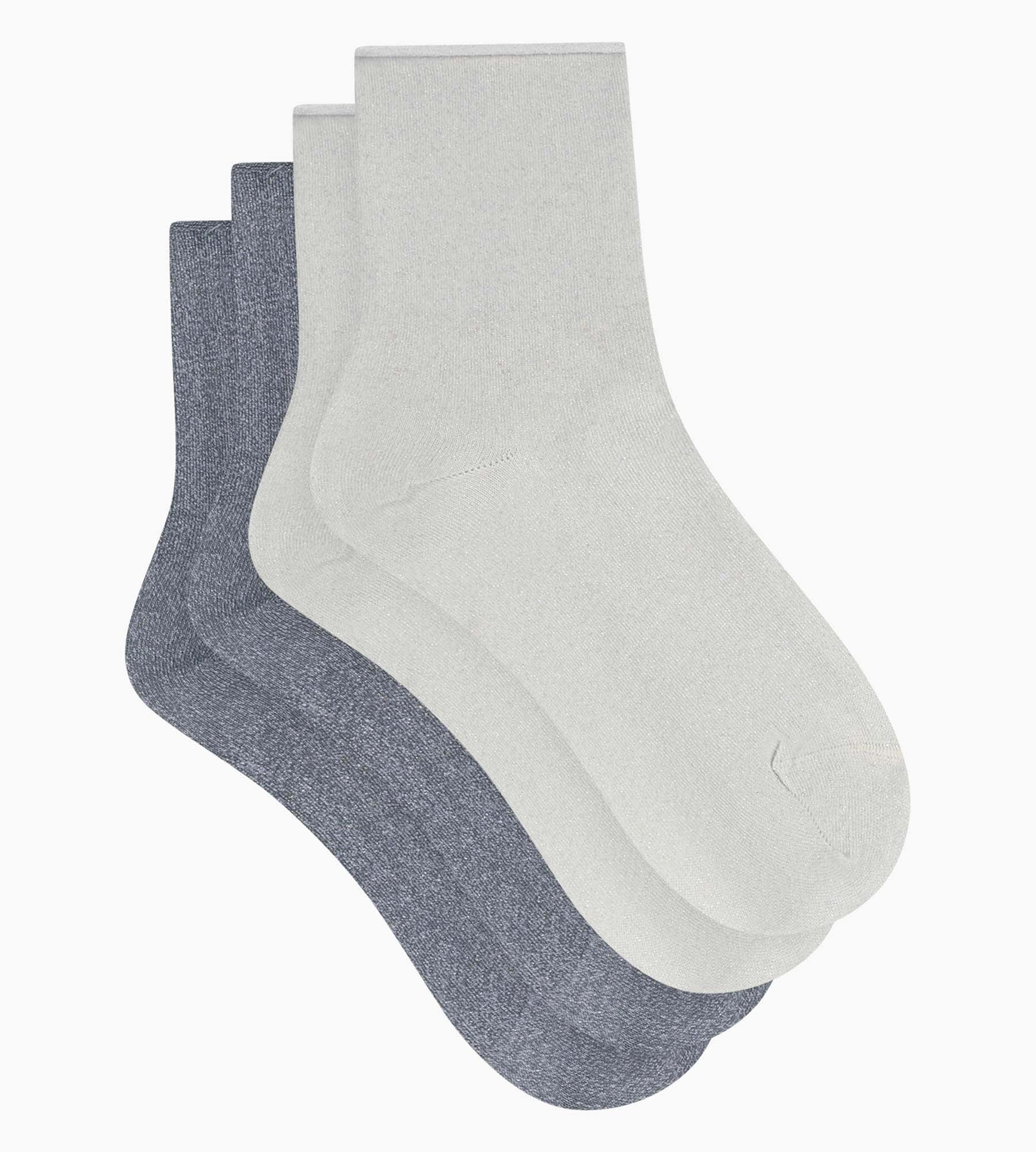 dim-mode-lot-de-2-paires-mi-chaussettes-femme-lurex-gris image 2