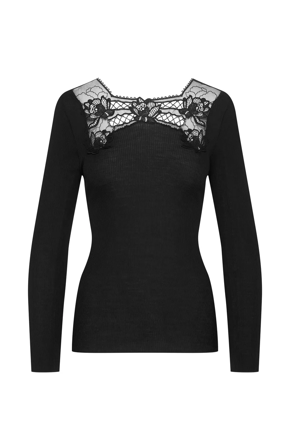 cadolle-top-laine-soie-noir-dentelle image 1