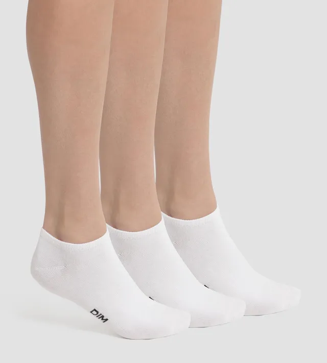 dim-coton-lot-de-3-paires-de-socquettes-femme-courtes-blanc image 1