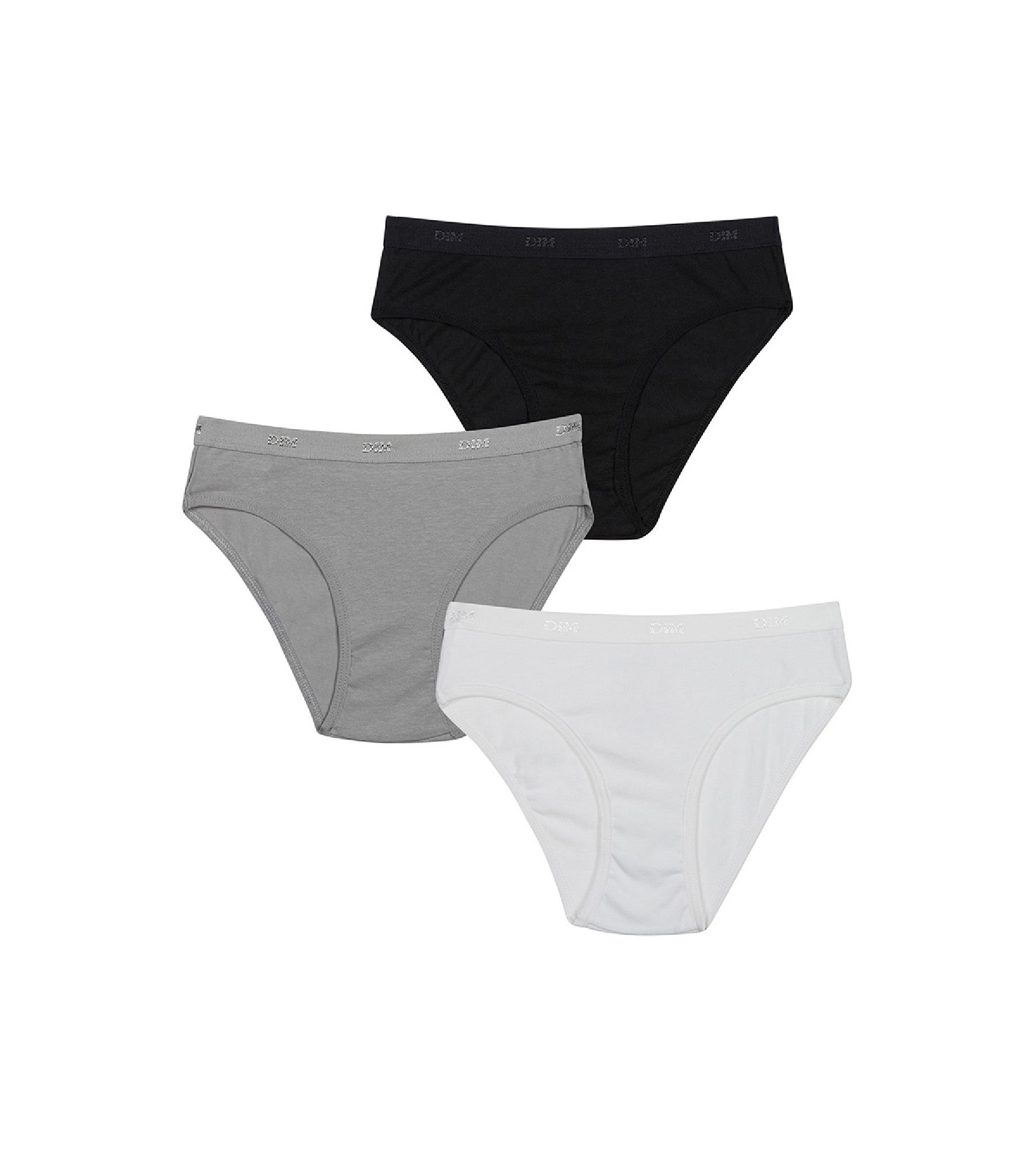 dim-lot-de-3-culottes-blanche-noire-grise-les-pockets-dim-girl image 1