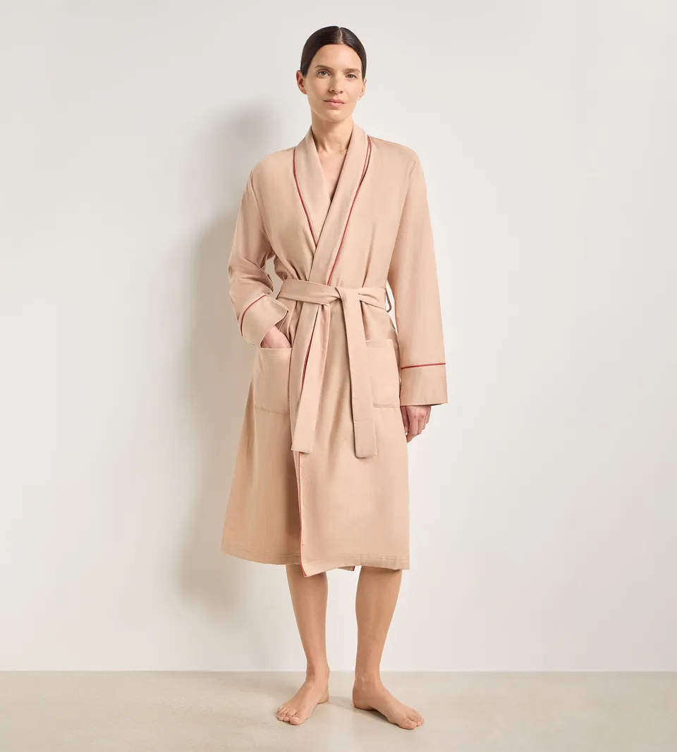 dim-x-ines-de-la-fressange-peignoir-femme-flanelle-coupe-longue-beige-soie image 1