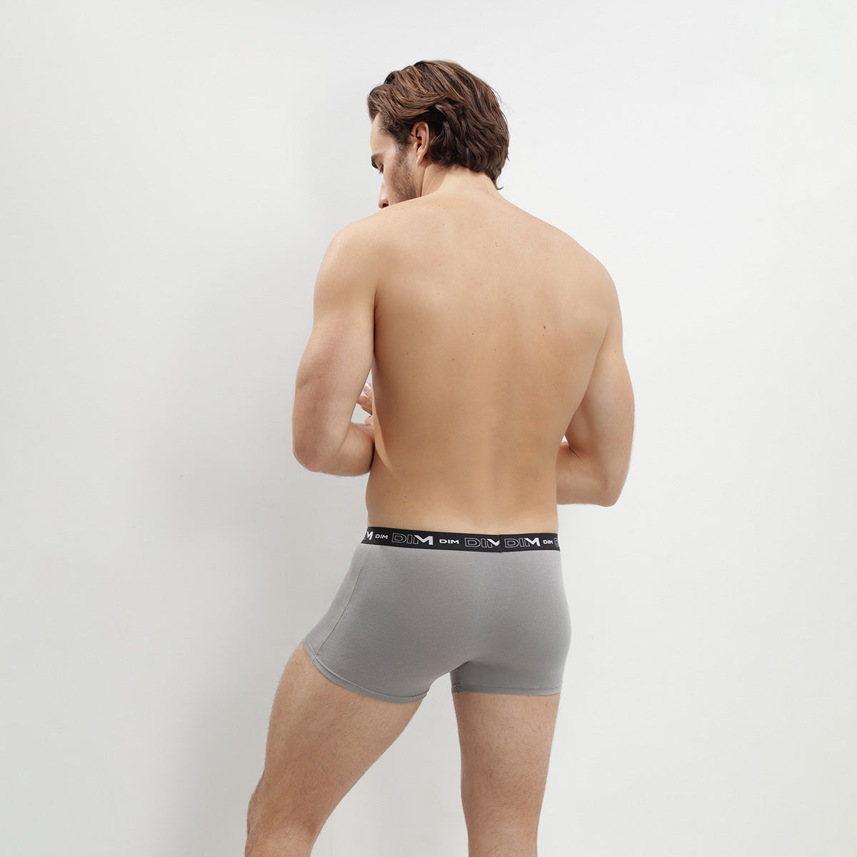 dim-lot-de-3-boxers-homme-coton-stretch-noir-gris-et-blanc image 2