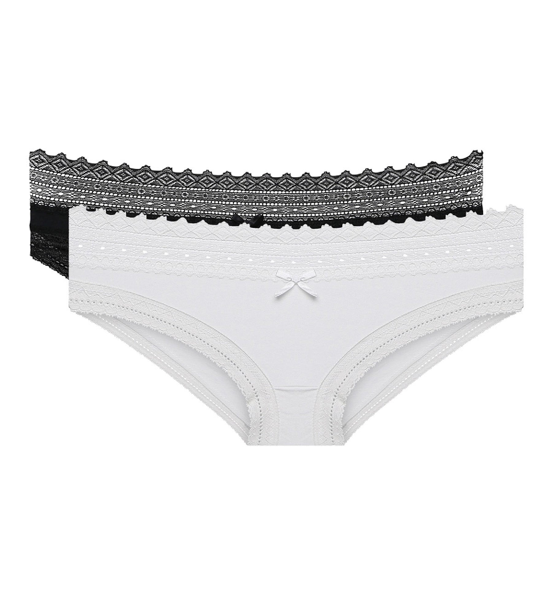 dim-lot-de-2-slips-sexy-fashion-coton-dentelle-noir-et-blanc-femme image 3