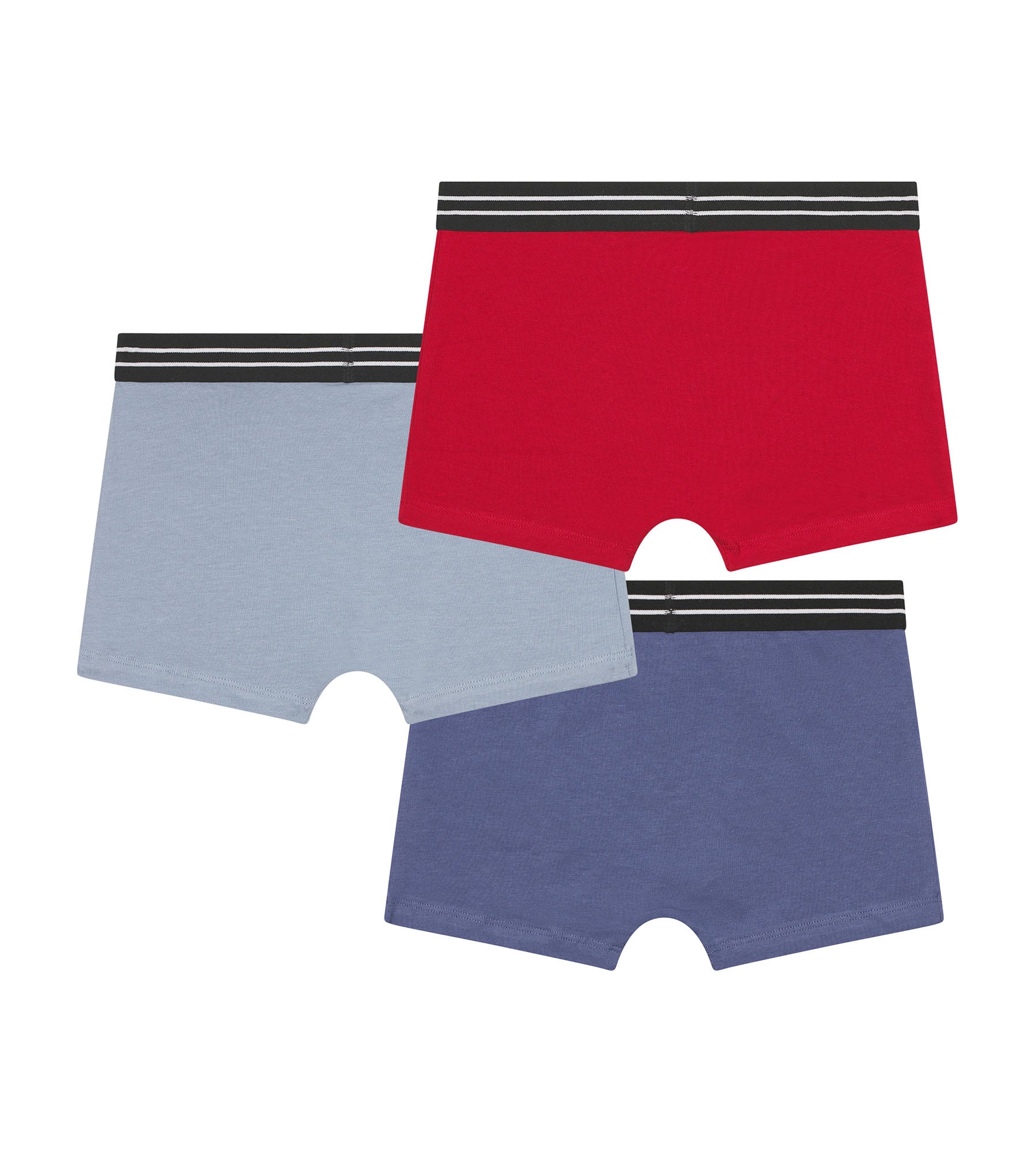 dim-lot-de-3-boxers-gar-on-ecodim-coton-stretch-rouge-carmin-bleu image 2