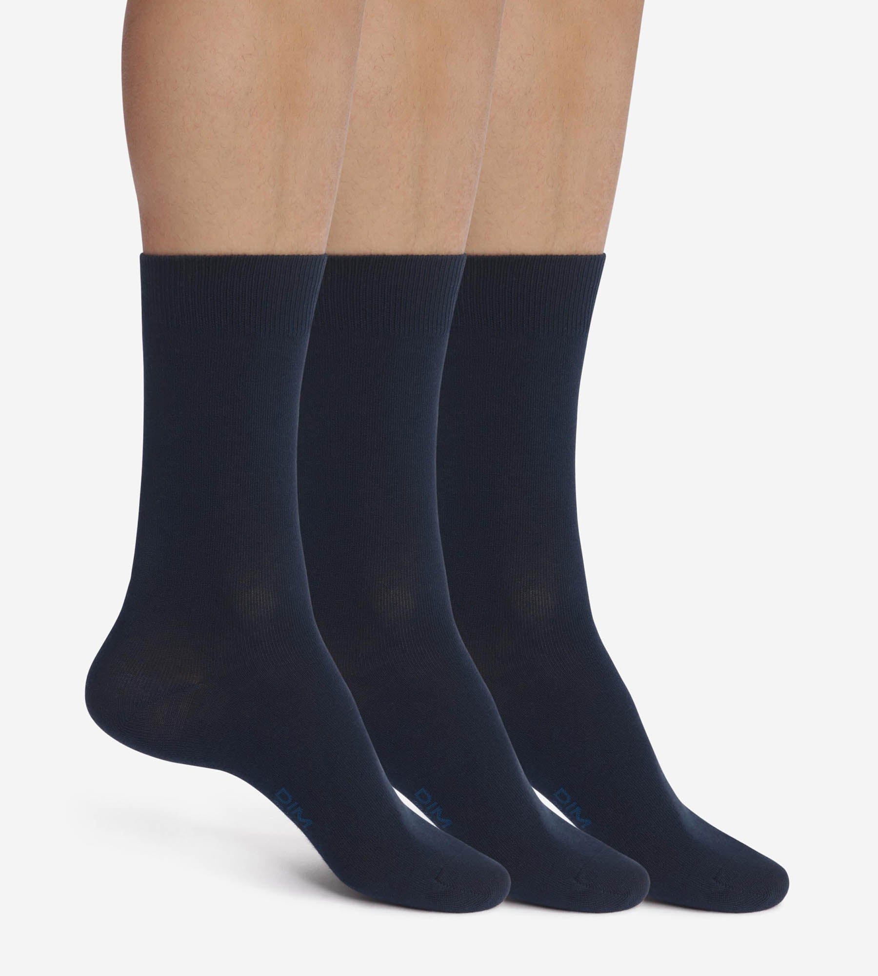 dim-coton-confort-lot-de-3-paires-chaussettes-homme-bleu-marine image 1