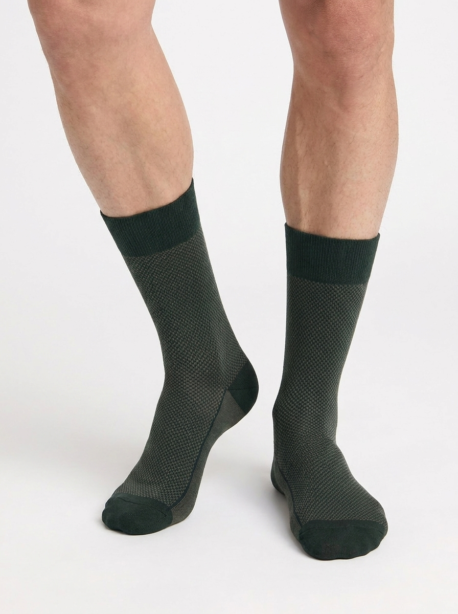 dim-la-mode-chaussettes-homme-coton-vert-cossais image 1