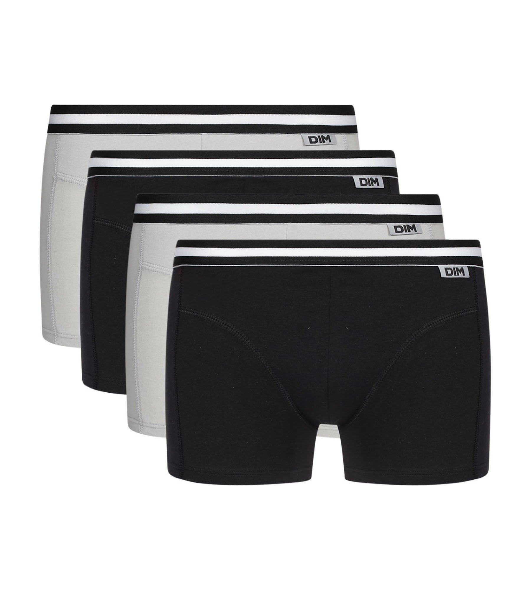 dim-lot-de-4-boxers-homme-ecodim-coton-stretch-noir-et-gris image 2