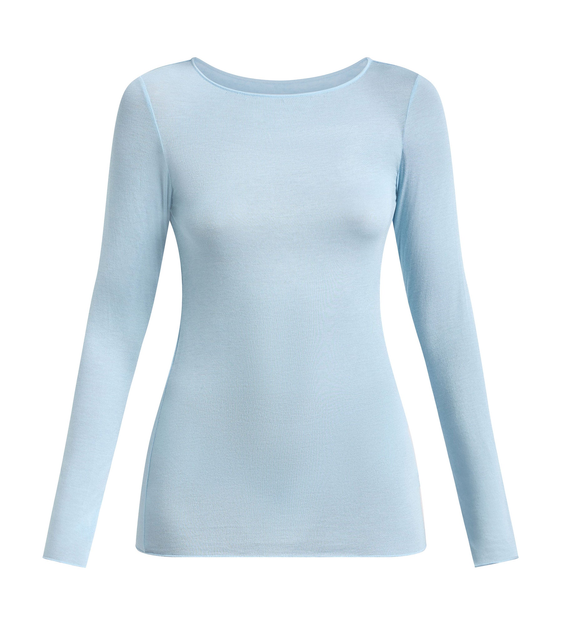 dim-thermal-light-t-shirt-femme-col-rond-bleu-satin image 5