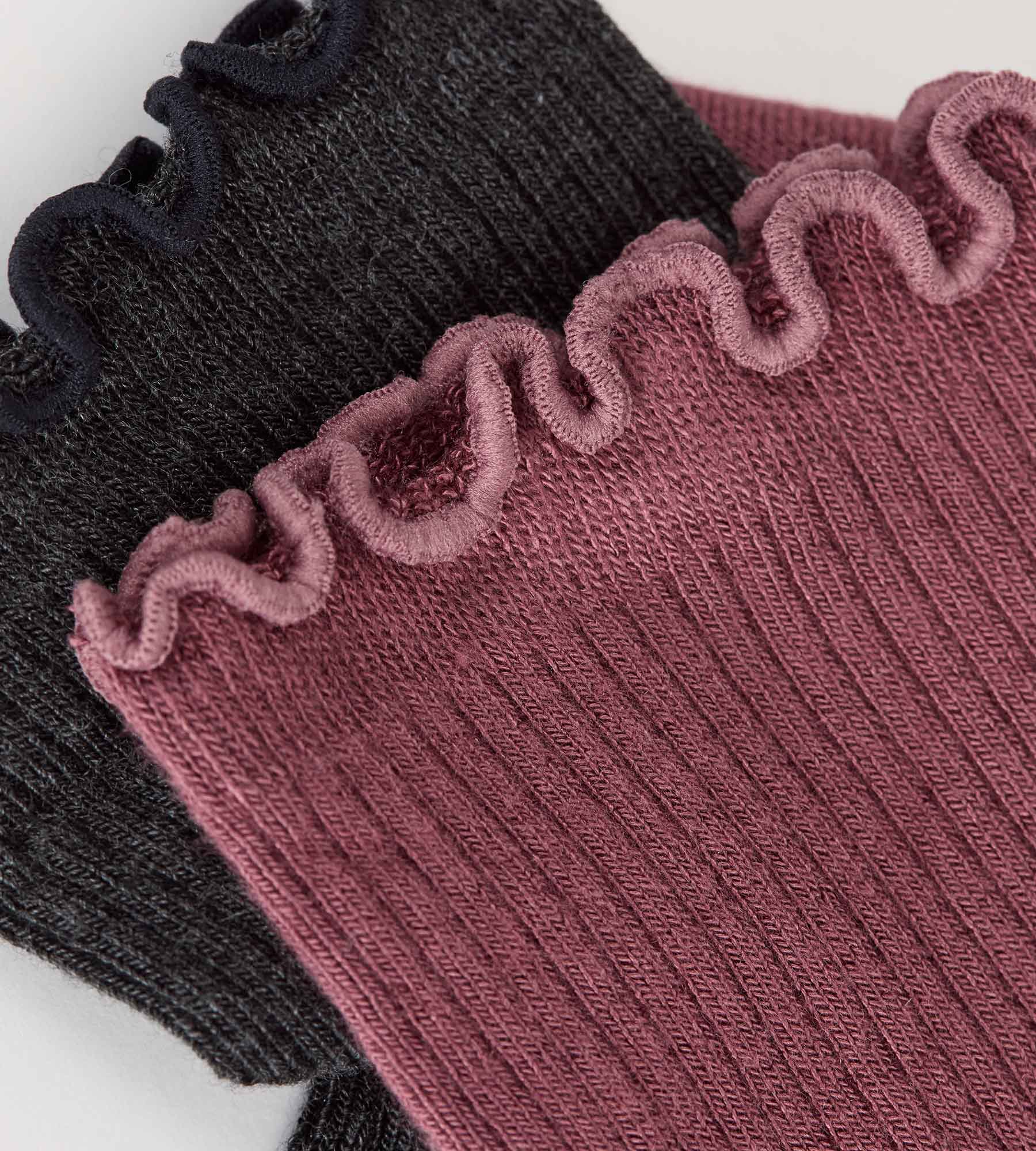 dim-lot-de-2-socquettes-femme-modal-gris-anthracite-bordeaux image 4