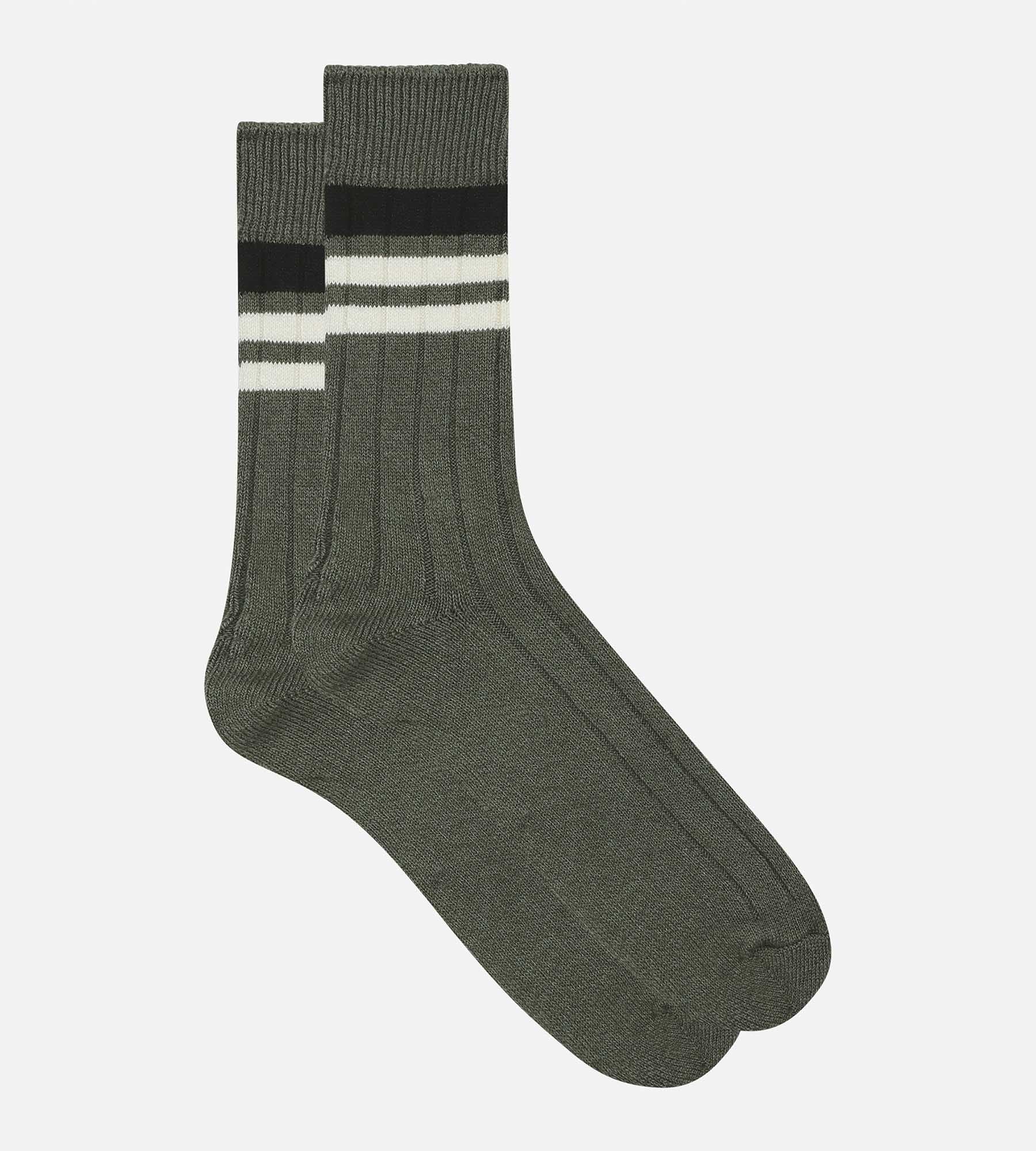 chaussettes-homme-dim-bambou-olive-rayures image 2