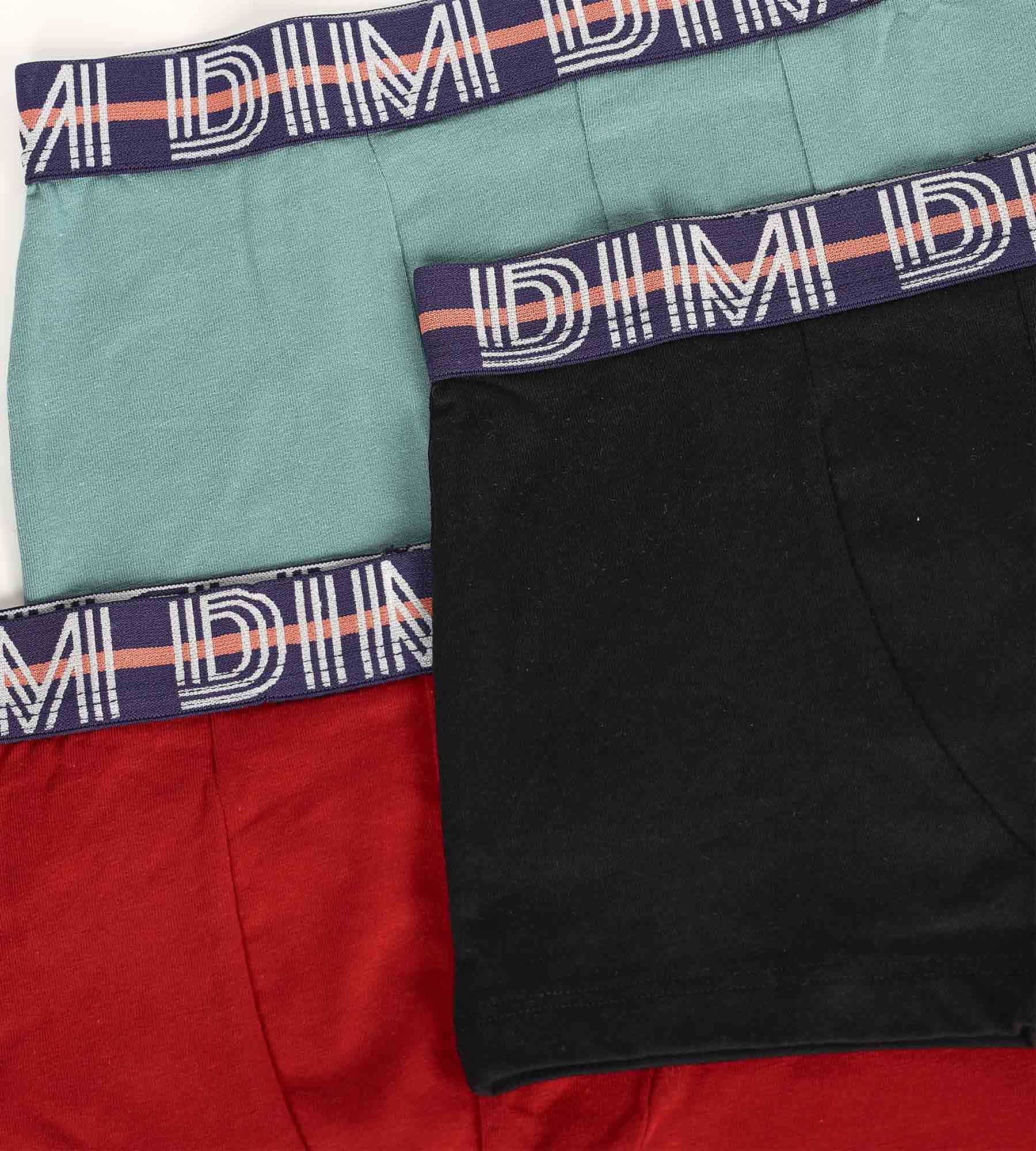 dim-ecodim-classic-lot-de-3-boxers-gar-on-coton-stretch-rouge-vert-noir image 3