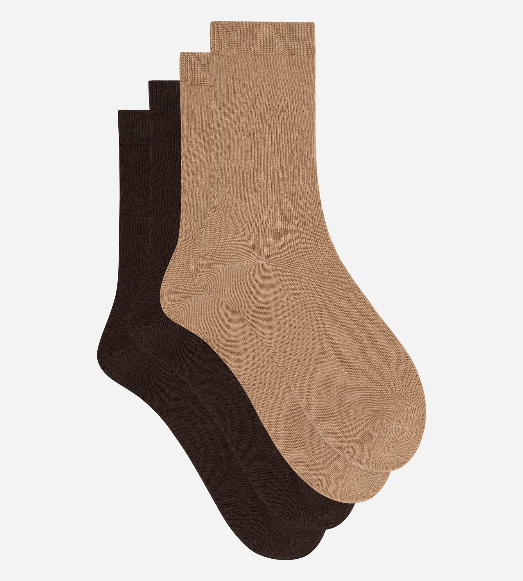 lot-de-2-chaussettes-femme-dim-thermo-coton-chocolat-taupe image 2