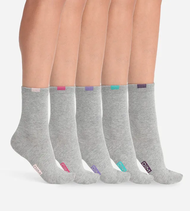 dim-lot-de-5-paires-chaussettes-femme-ecodim-gris-clair image 1