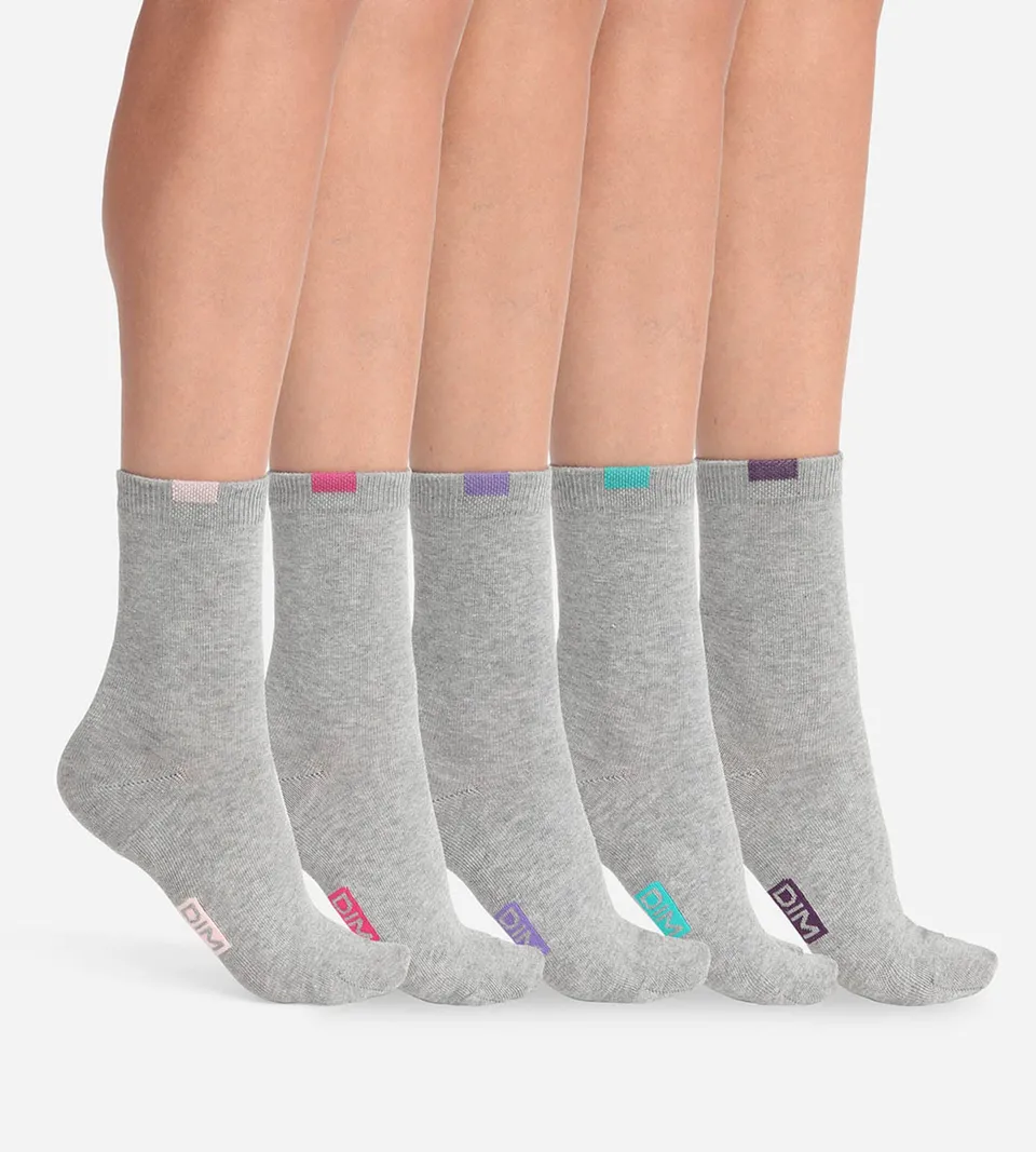 dim-lot-de-5-paires-chaussettes-femme-ecodim-gris-clair image 1