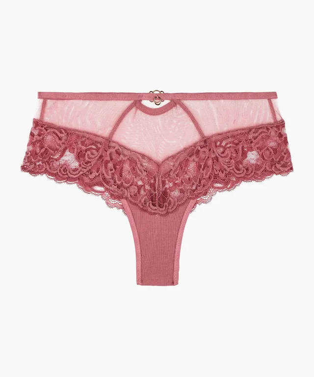 aubade-feeling-myself-shorty-cheeky-rosewood-dentelle image 1