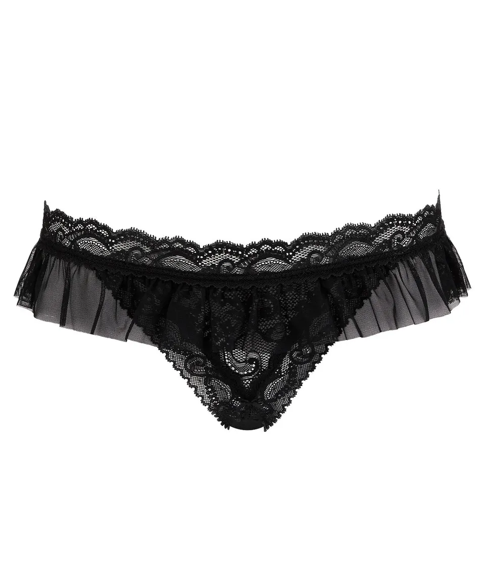 aubade-bo-te-d-sir-thong-black-string-fendu-dentelle image 1