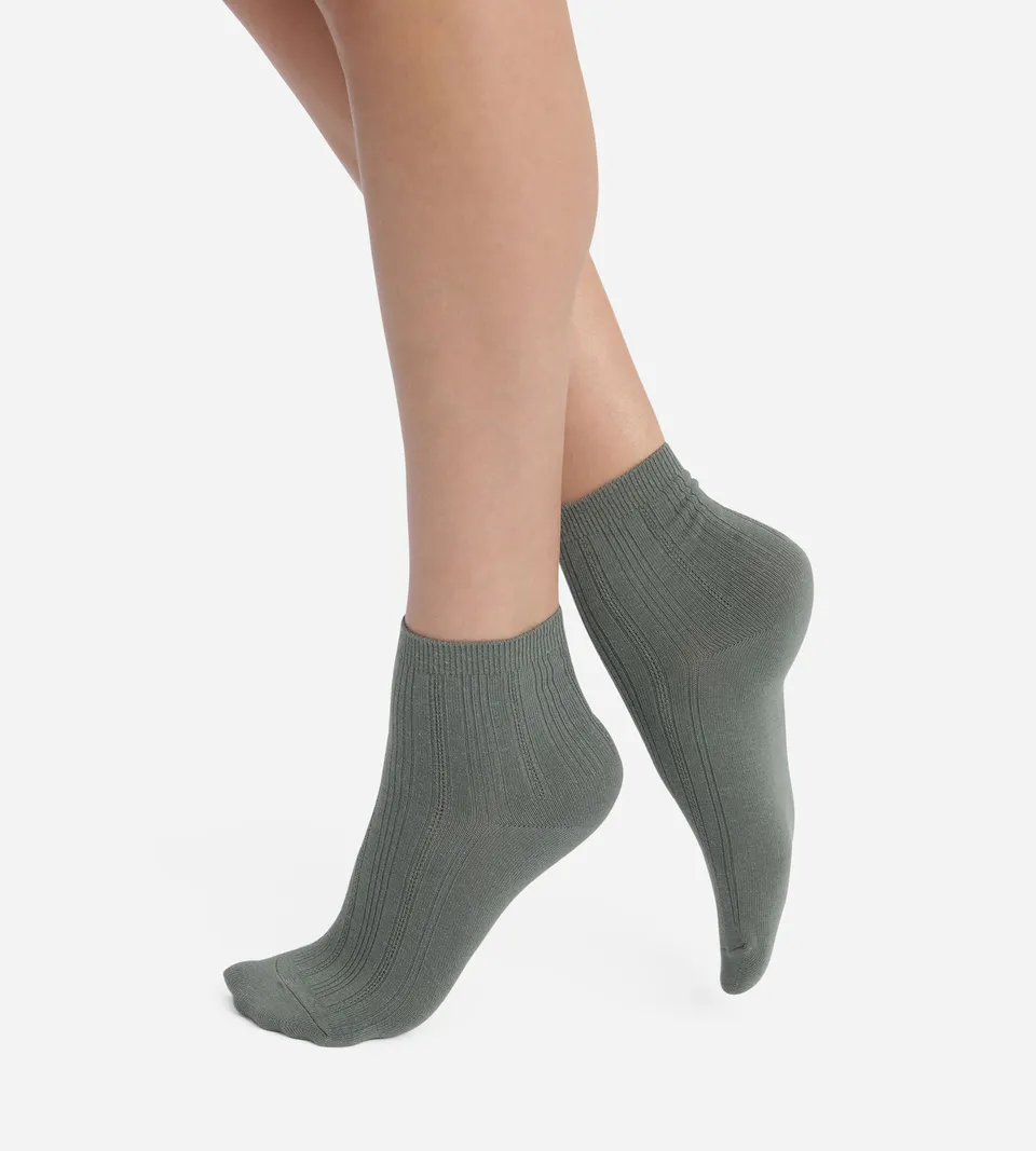 dim-la-mode-chaussettes-femme-coton-pointelle-vert-iceberg image 1