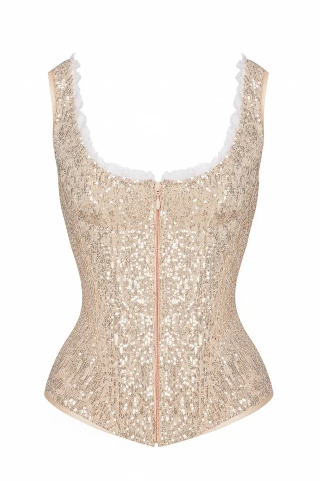 cadolle-keiko-corset-sequins-nude image 1