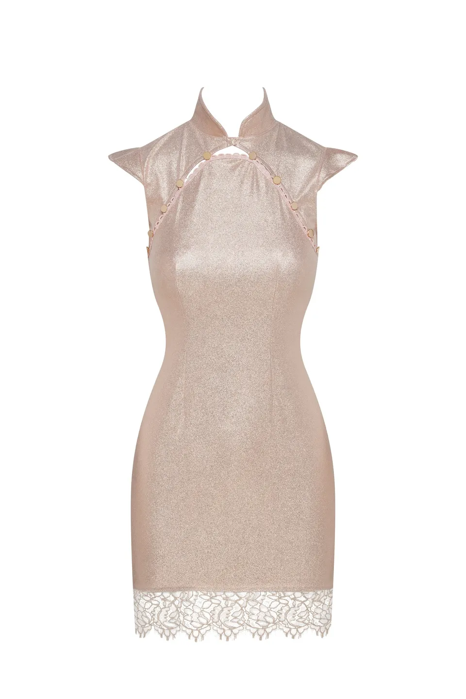 cadolle-meli-robe-rose-lam-e-en-dentelle-chantilly image 1