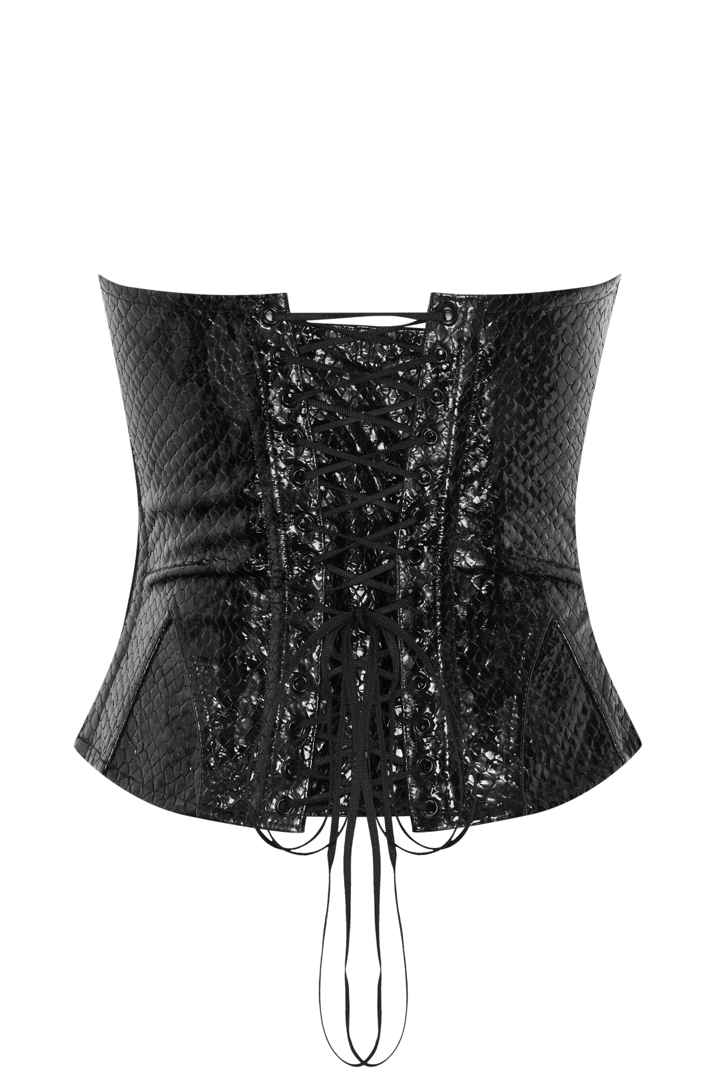cadolle-victoria-corset-noir-cuir-la-age-dos-agrafes image 2