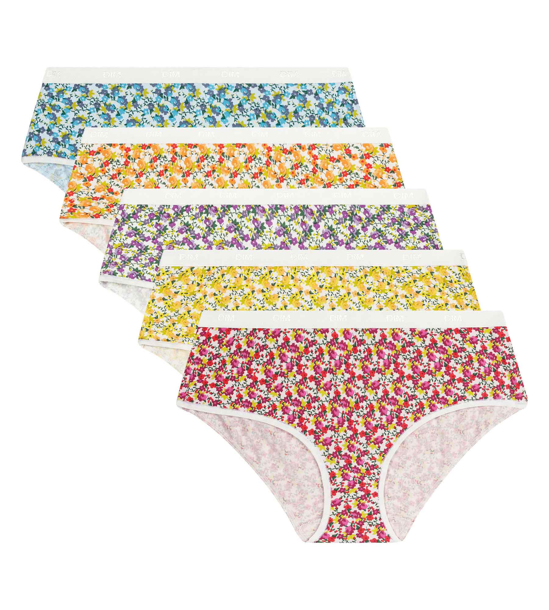 dim-les-pockets-lot-de-5-boxers-femme-coton-stretch-fleurs image 5