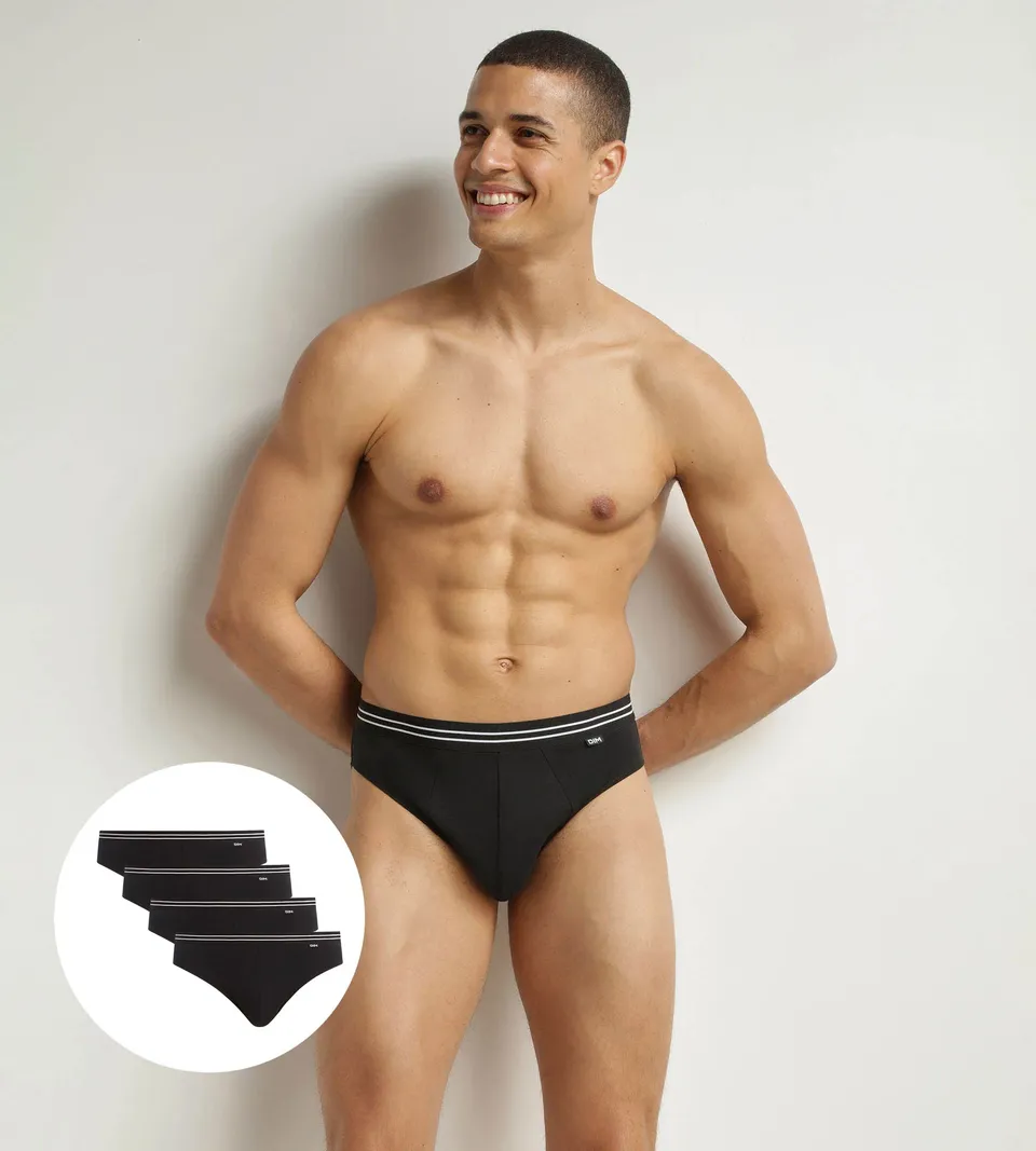 dim-ecodim-lot-de-4-slips-homme-coton-stretch-noir image 1