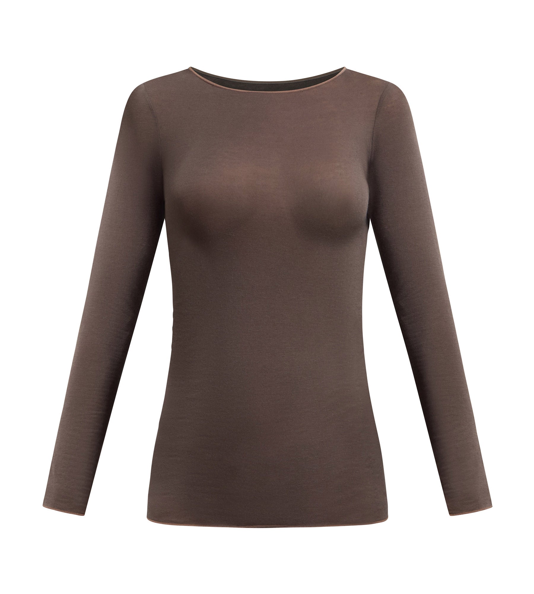 dim-thermal-light-t-shirt-femme-col-rond-chocolat-profond image 3