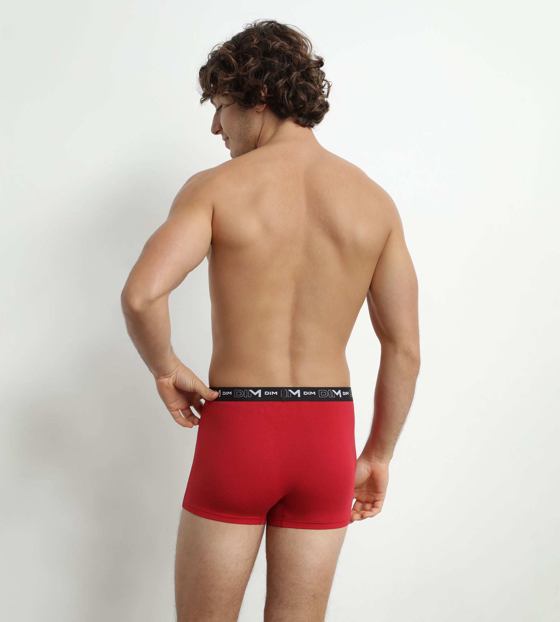 dim-lot-de-2-boxers-homme-coton-stretch-gris-rouge-d6596t2 image 2