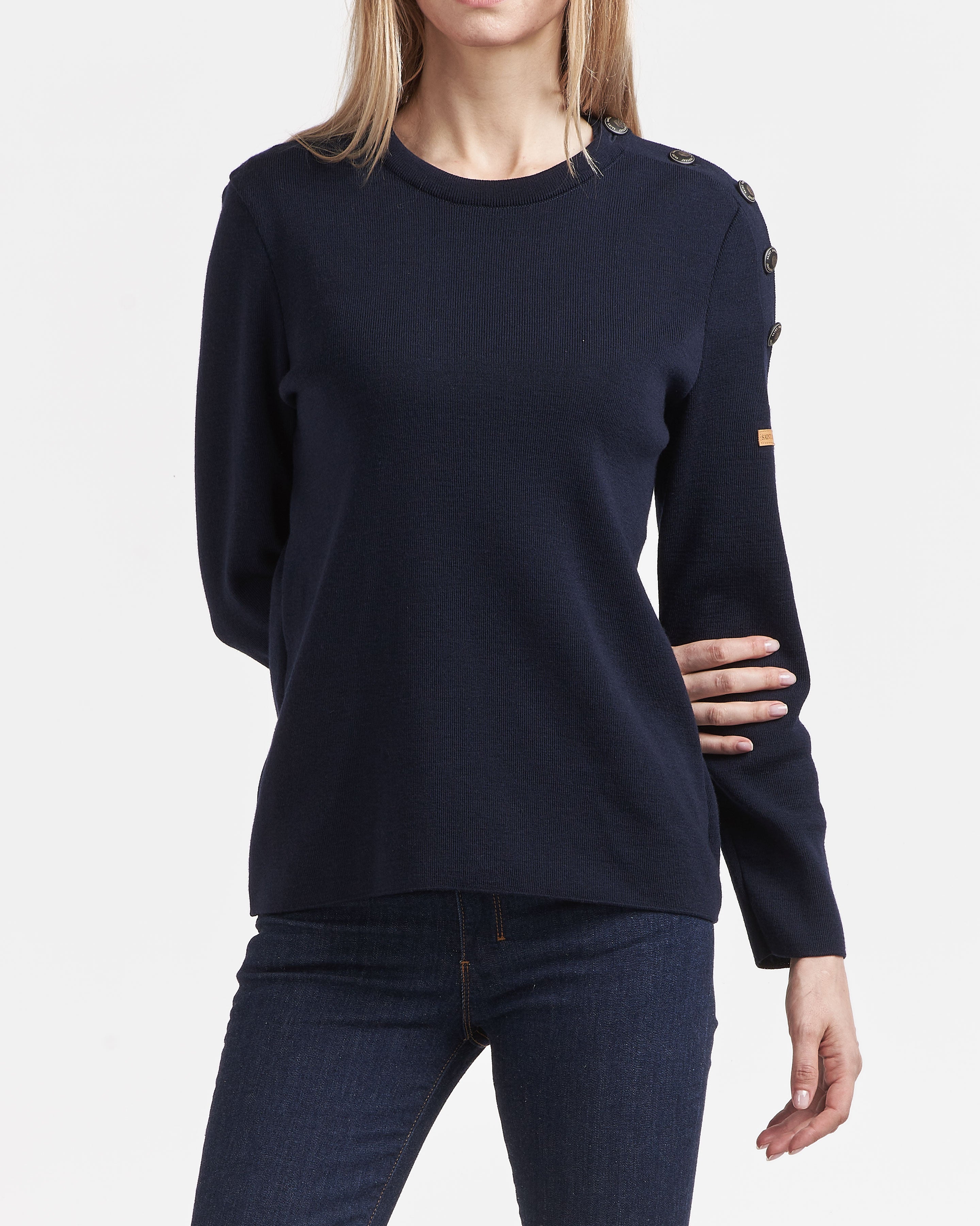 saint-james-x-atelier-tuffery-pull-femme-laine-marine-transmission image 3