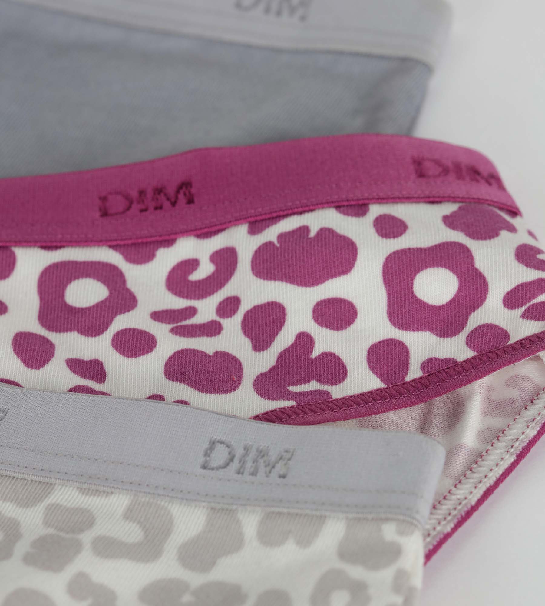 dim-les-pockets-lot-de-3-culottes-fille-coton-stretch-l-o-gris-violet image 2