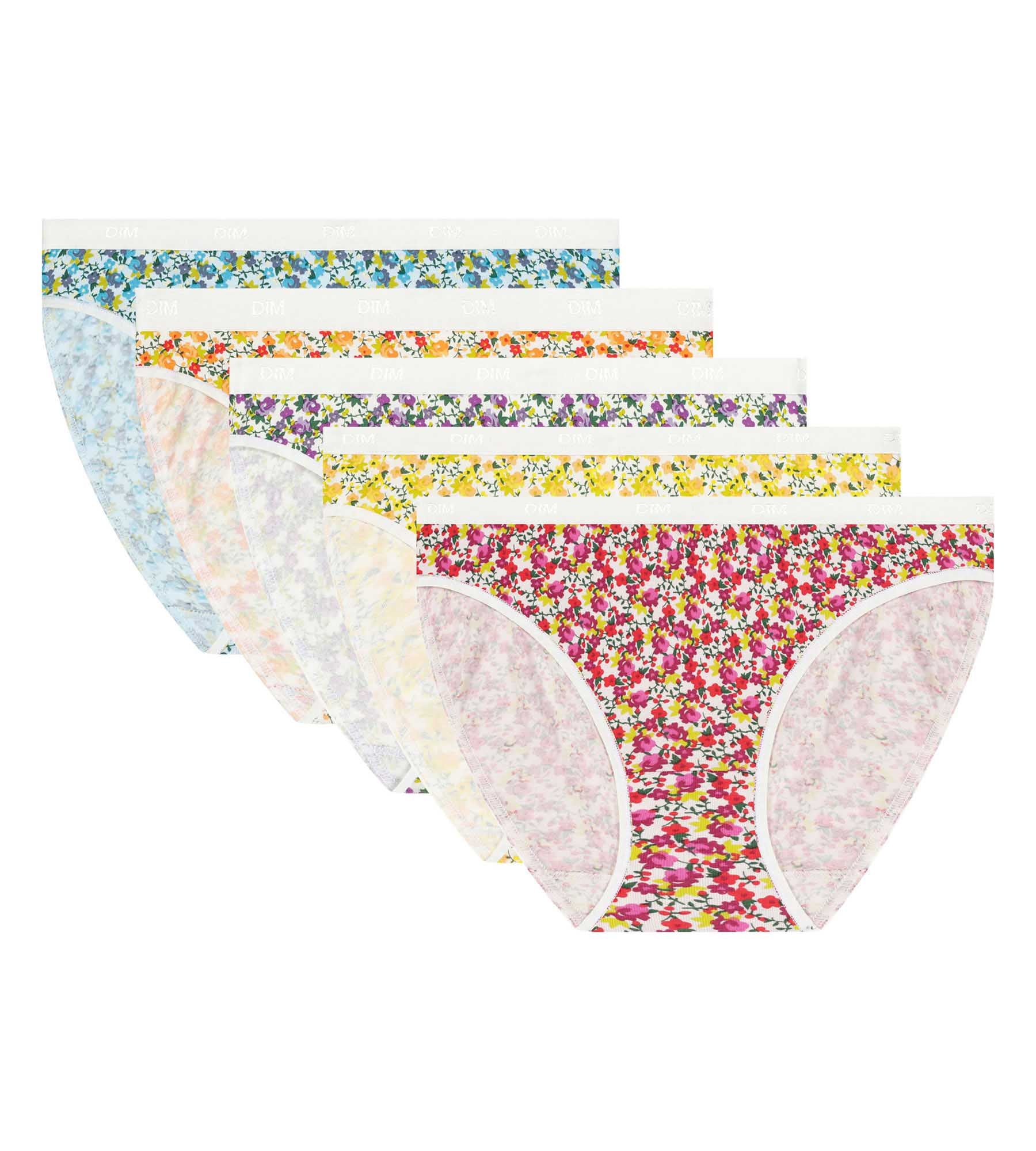 dim-les-pockets-lot-de-5-slips-femme-coton-stretch-motif-liberty image 5