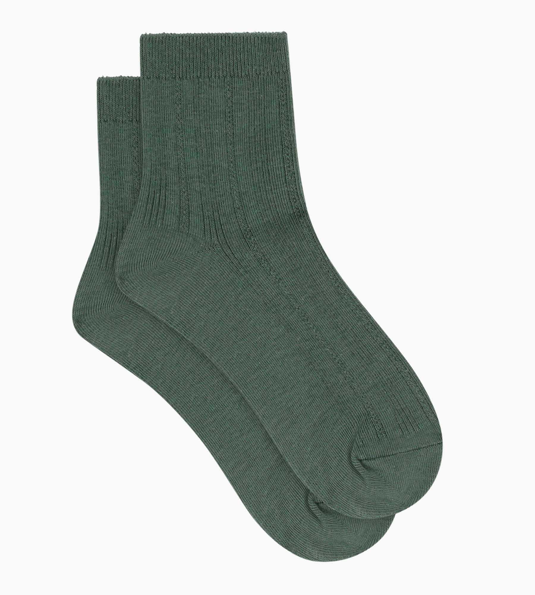 dim-la-mode-chaussettes-femme-coton-pointelle-vert-iceberg image 2