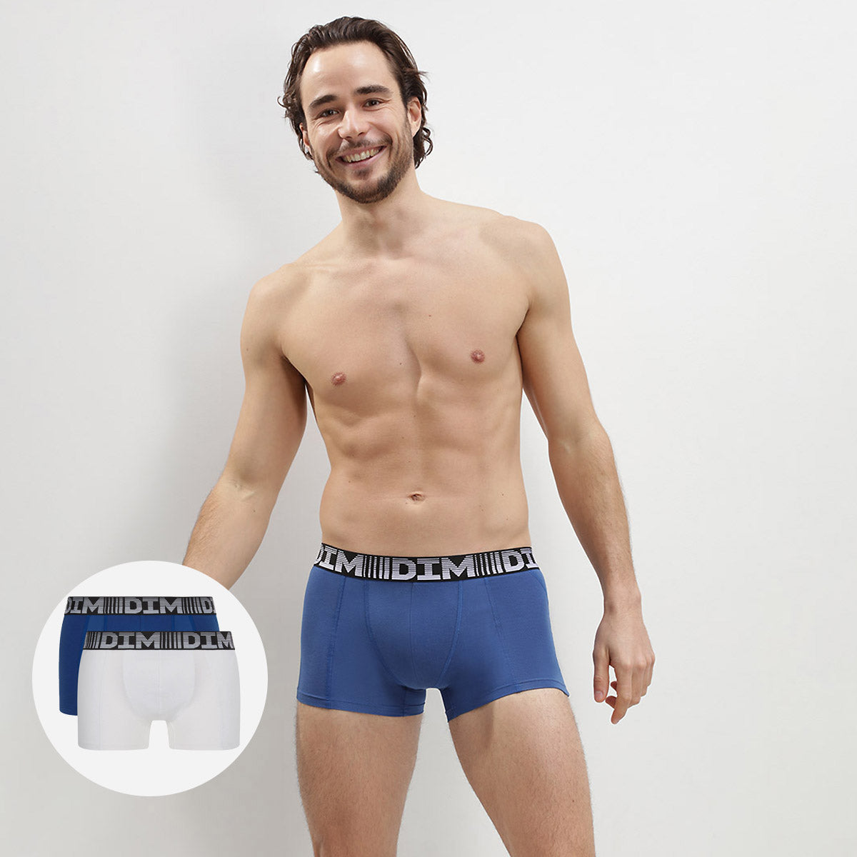 dim-3d-flex-air-lot-de-2-boxers-homme-bleu-acier-blanc image 1